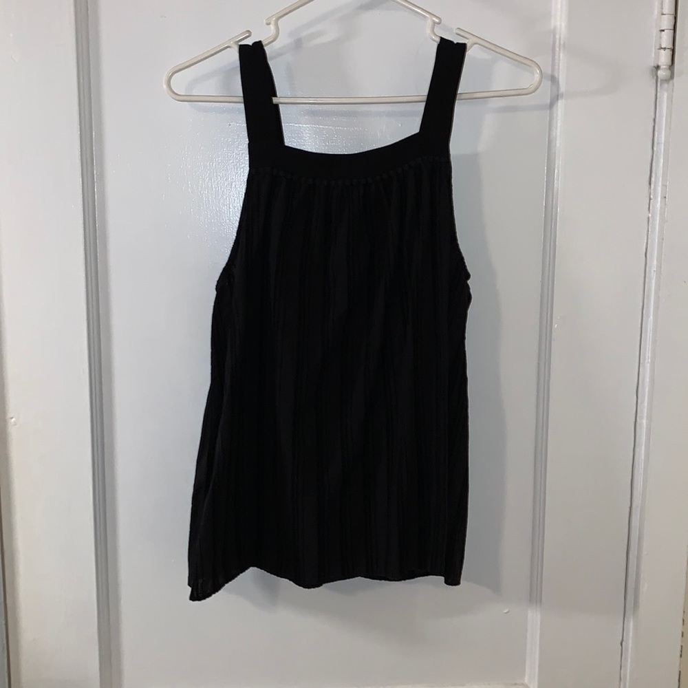 Black BCBG Tank Top with Striped and button detail